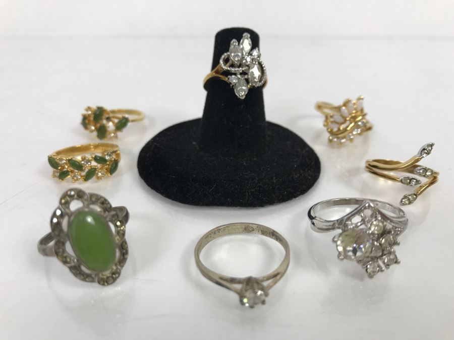 JUST ADDED - Assorted Collection Of (8) Women's Rings - Some Sterling Silver And Rolled Gold Rings