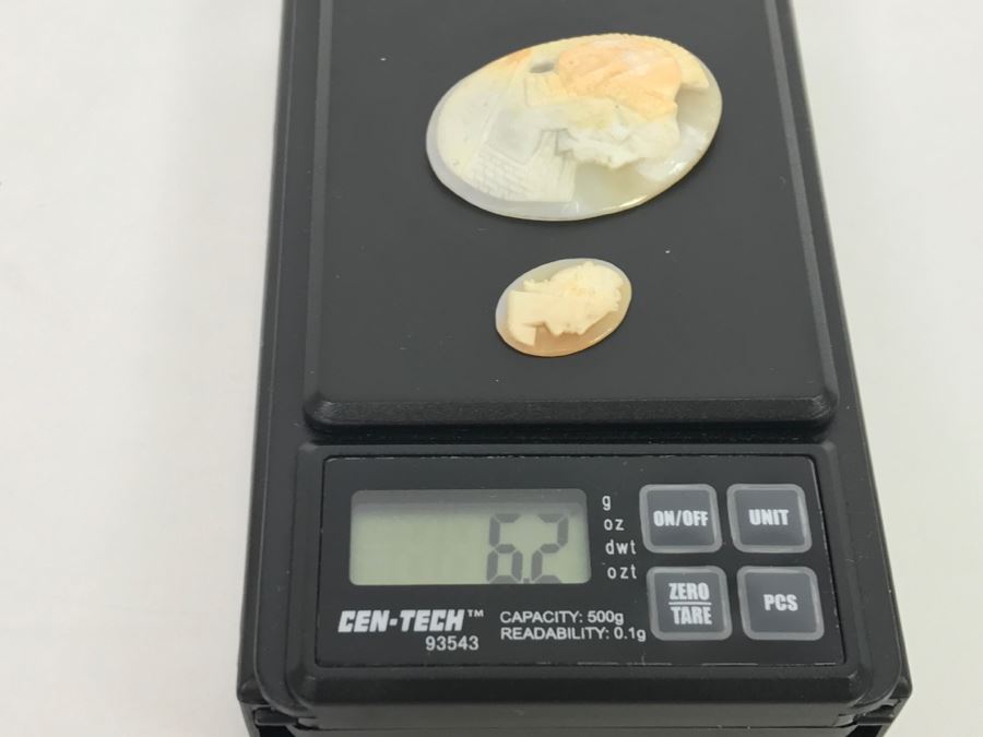 JUST ADDED - Pair Of Carved Shell Cameos - Larger Is Signed 6.2g [Photo 15]