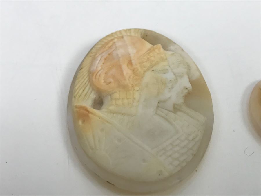 JUST ADDED - Pair Of Carved Shell Cameos - Larger Is Signed 6.2g [Photo 3]