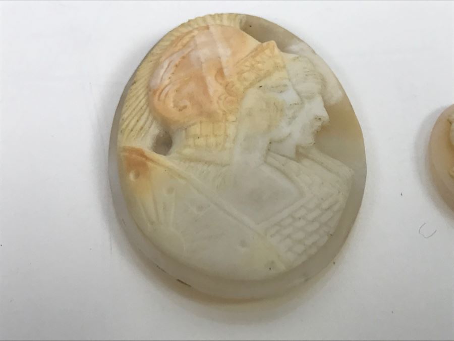 JUST ADDED - Pair Of Carved Shell Cameos - Larger Is Signed 6.2g [Photo 4]