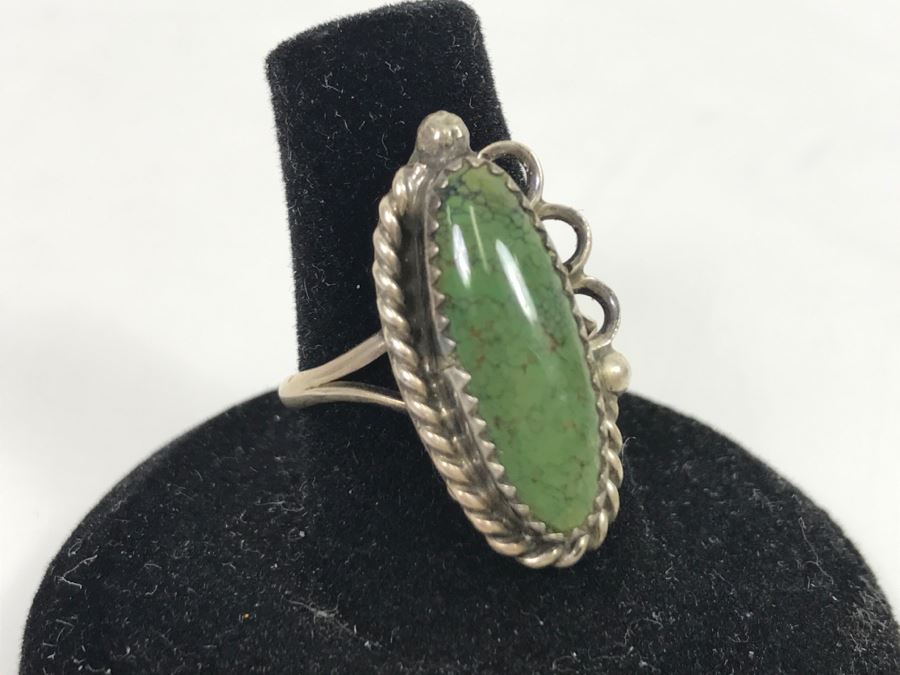 JUST ADDED - Large Sterling Silver Turquoise Ring 4.1g [Photo 3]