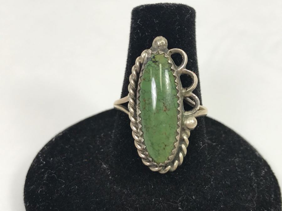 JUST ADDED - Large Sterling Silver Turquoise Ring 4.1g [Photo 2]