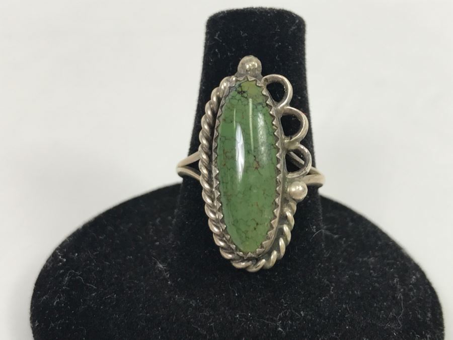 JUST ADDED - Large Sterling Silver Turquoise Ring 4.1g [Photo 1]