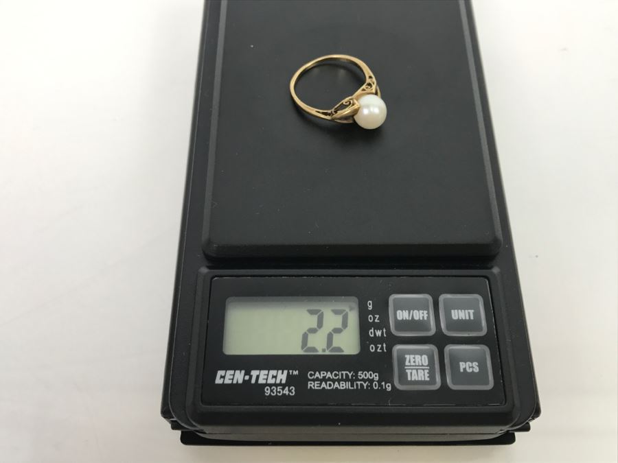 JUST ADDED - 10k Gold Ring With Center Pearl 2.2g [Photo 16]