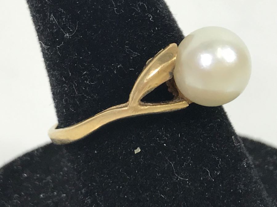 JUST ADDED - 10k Gold Ring With Center Pearl 2.2g [Photo 5]