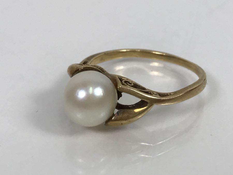 JUST ADDED - 10k Gold Ring With Center Pearl 2.2g [Photo 13]