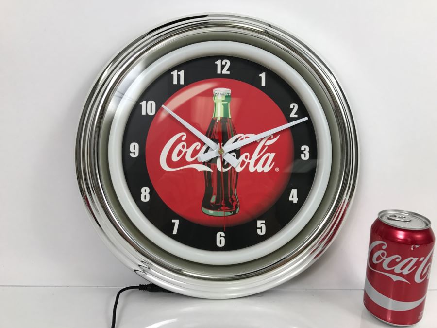 JUST ADDED - New With Opened Box Art Deco Coca-Cola LED Clock