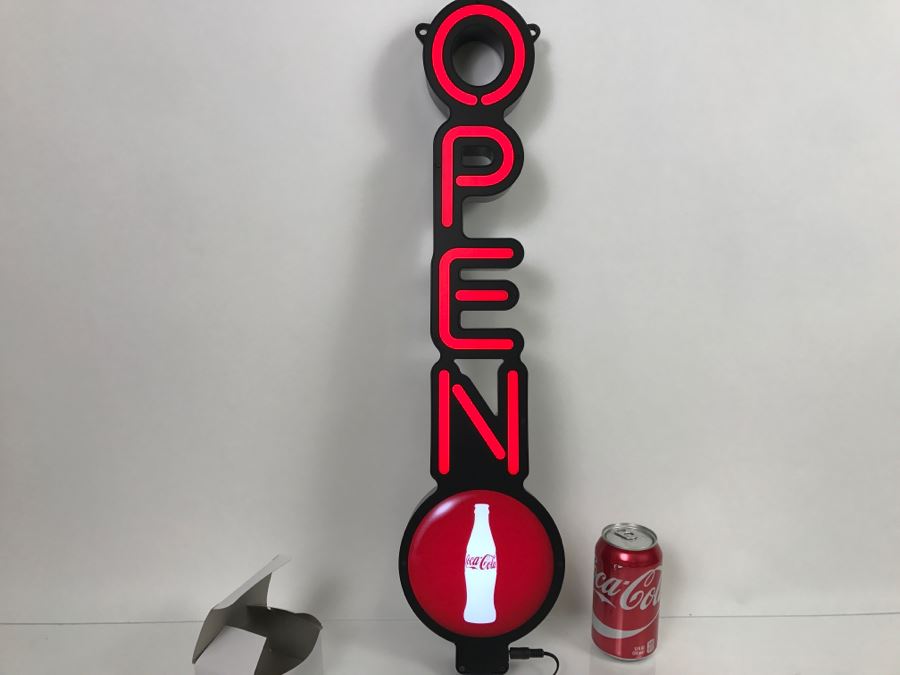 JUST ADDED - New With Opened Box Coca-Cola Vertical Open LED Sign Coke [Photo 2]