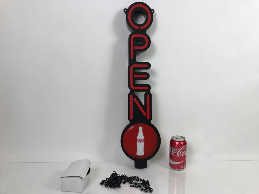 JUST ADDED - New With Opened Box Coca-Cola Vertical Open LED Sign Coke [Photo 5]