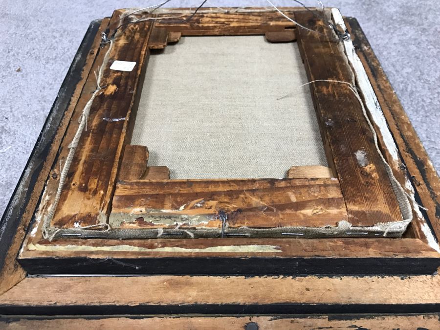 JUST ADDED - Original Oil Painting Of Boy With Man In Antique Frame Unkown Artist 12' X 14' [Photo 11]