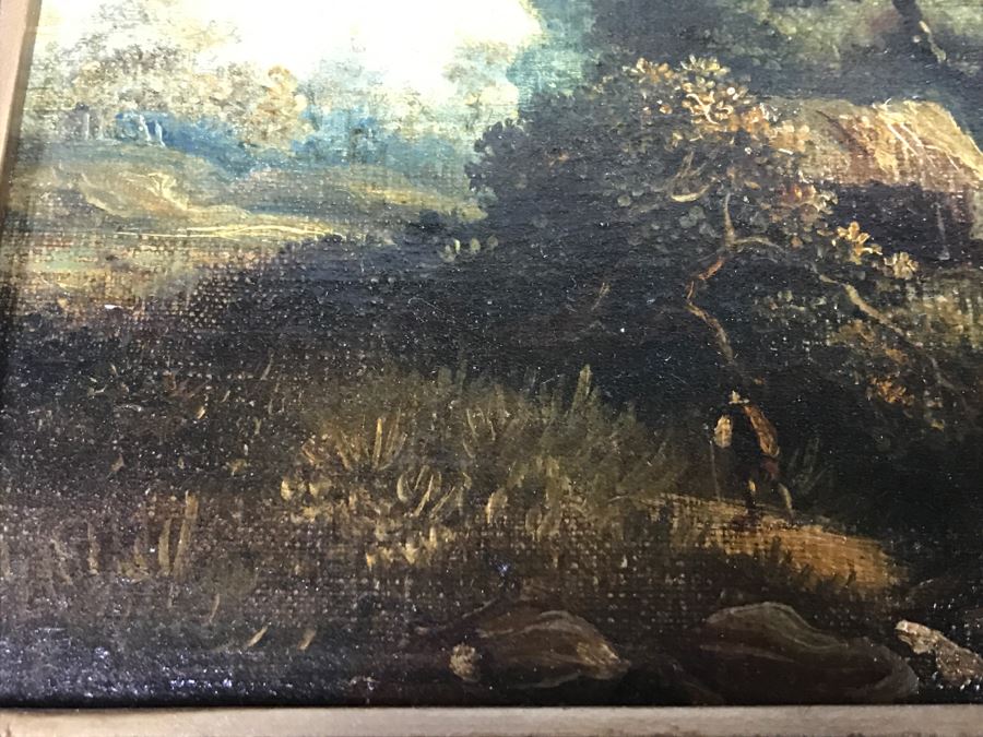 JUST ADDED - Original Plein Air Oil Painting In Stunning Vintage Frame Tag On Back States Small Oil Painting England Smith 16' X 13' [Photo 7]