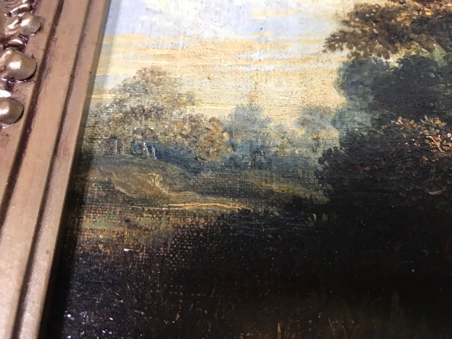 JUST ADDED - Original Plein Air Oil Painting In Stunning Vintage Frame Tag On Back States Small Oil Painting England Smith 16' X 13' [Photo 14]