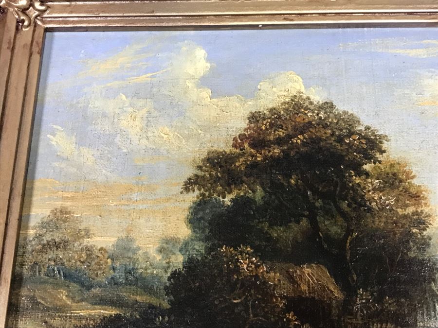 JUST ADDED - Original Plein Air Oil Painting In Stunning Vintage Frame Tag On Back States Small Oil Painting England Smith 16' X 13' [Photo 11]