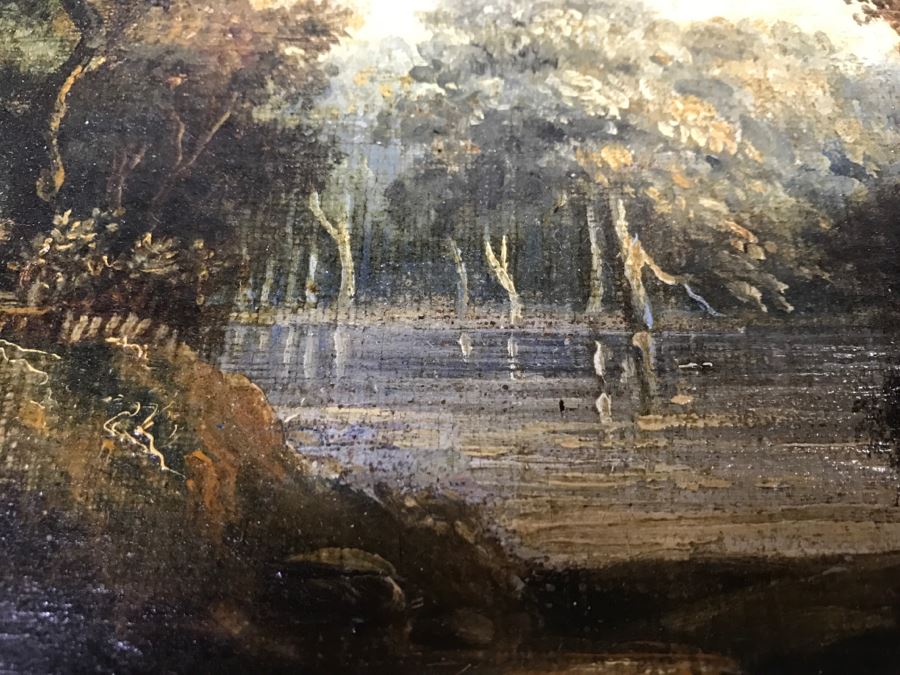 JUST ADDED - Original Plein Air Oil Painting In Stunning Vintage Frame Tag On Back States Small Oil Painting England Smith 16' X 13' [Photo 13]