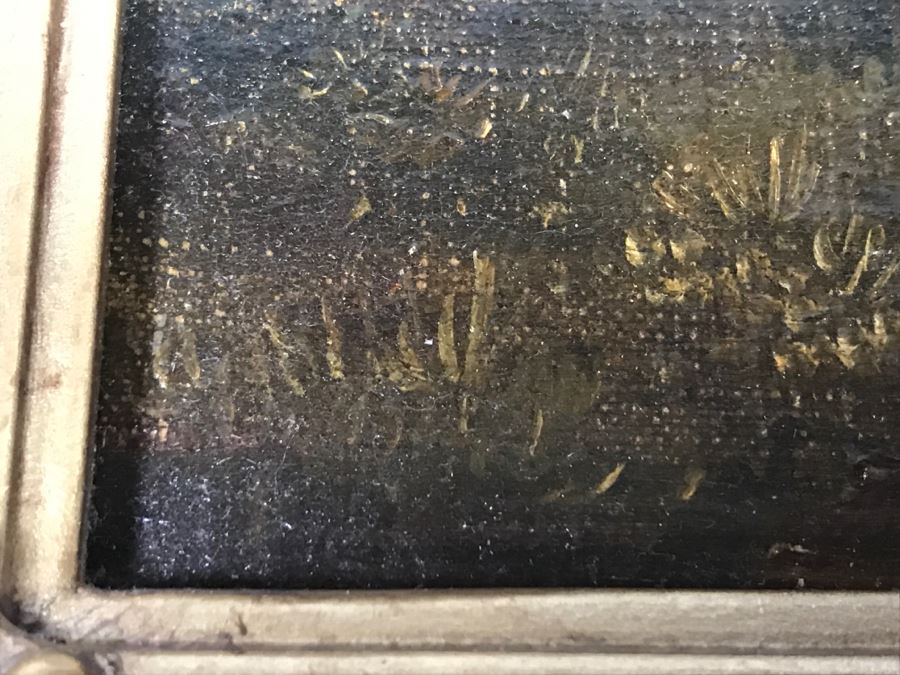 JUST ADDED - Original Plein Air Oil Painting In Stunning Vintage Frame Tag On Back States Small Oil Painting England Smith 16' X 13' [Photo 16]