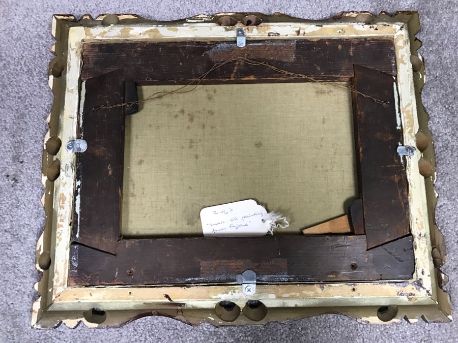 JUST ADDED - Original Plein Air Oil Painting In Stunning Vintage Frame Tag On Back States Small Oil Painting England Smith 16' X 13' [Photo 20]