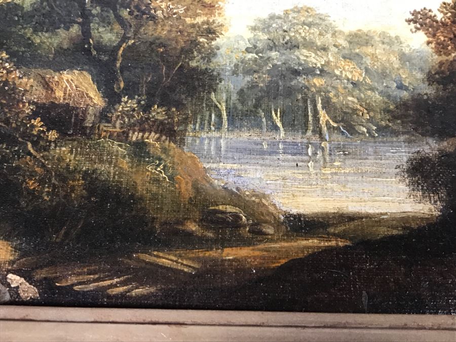 JUST ADDED - Original Plein Air Oil Painting In Stunning Vintage Frame Tag On Back States Small Oil Painting England Smith 16' X 13' [Photo 8]