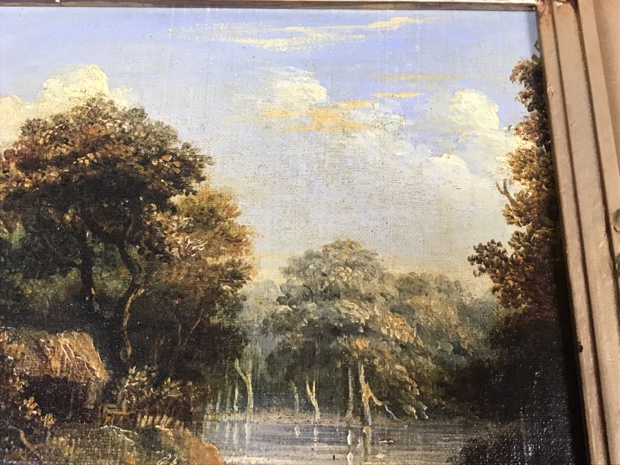 JUST ADDED - Original Plein Air Oil Painting In Stunning Vintage Frame Tag On Back States Small Oil Painting England Smith 16' X 13' [Photo 10]