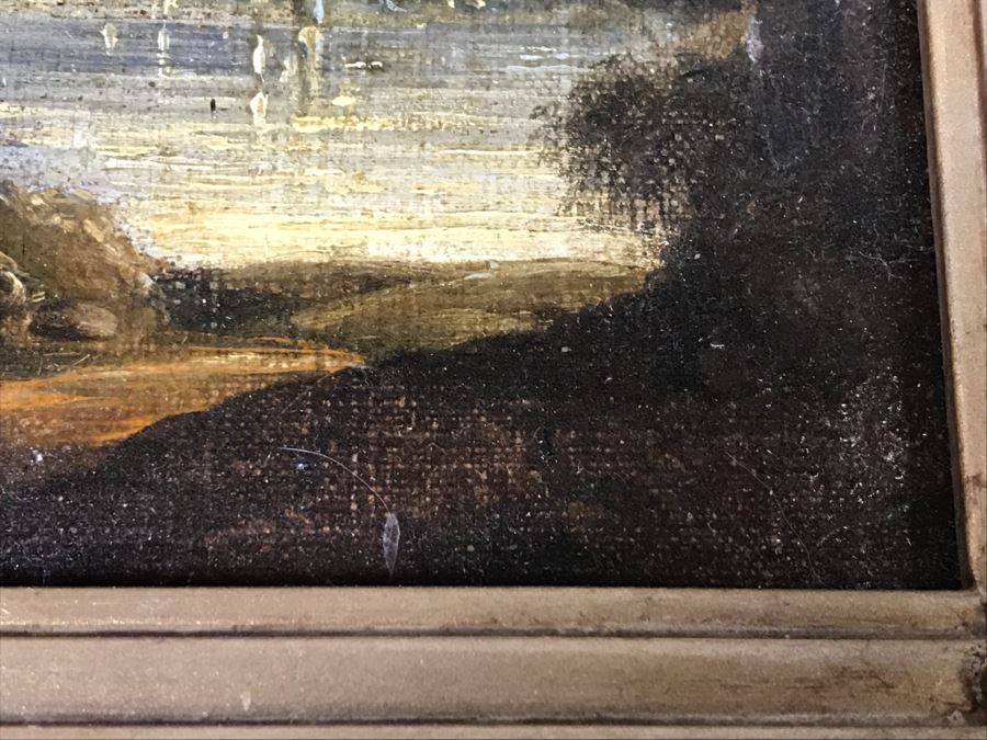 JUST ADDED - Original Plein Air Oil Painting In Stunning Vintage Frame Tag On Back States Small Oil Painting England Smith 16' X 13' [Photo 18]
