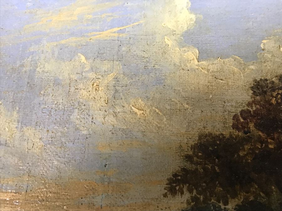 JUST ADDED - Original Plein Air Oil Painting In Stunning Vintage Frame Tag On Back States Small Oil Painting England Smith 16' X 13' [Photo 15]