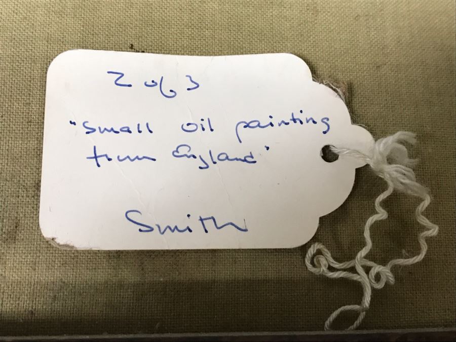JUST ADDED - Original Plein Air Oil Painting In Stunning Vintage Frame Tag On Back States Small Oil Painting England Smith 16' X 13' [Photo 21]