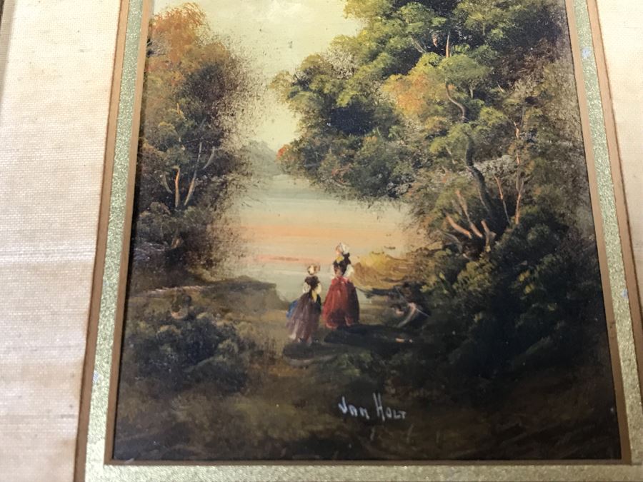 JUST ADDED - Small Original Plein Air Oil Painting By Jan Holt In Vintage Frame 8' X 9.5'H [Photo 6]