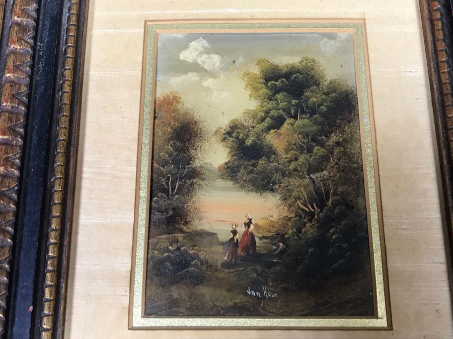 JUST ADDED - Small Original Plein Air Oil Painting By Jan Holt In Vintage Frame 8' X 9.5'H [Photo 13]