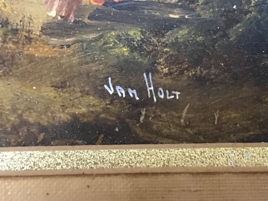 JUST ADDED - Small Original Plein Air Oil Painting By Jan Holt In Vintage Frame 8' X 9.5'H [Photo 4]