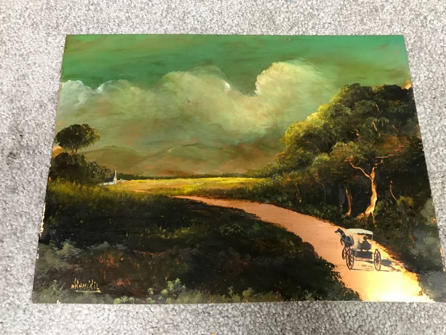 JUST ADDED - Hand Painted Painting On Copper By Ramirez 12' X 9' [Photo 1]