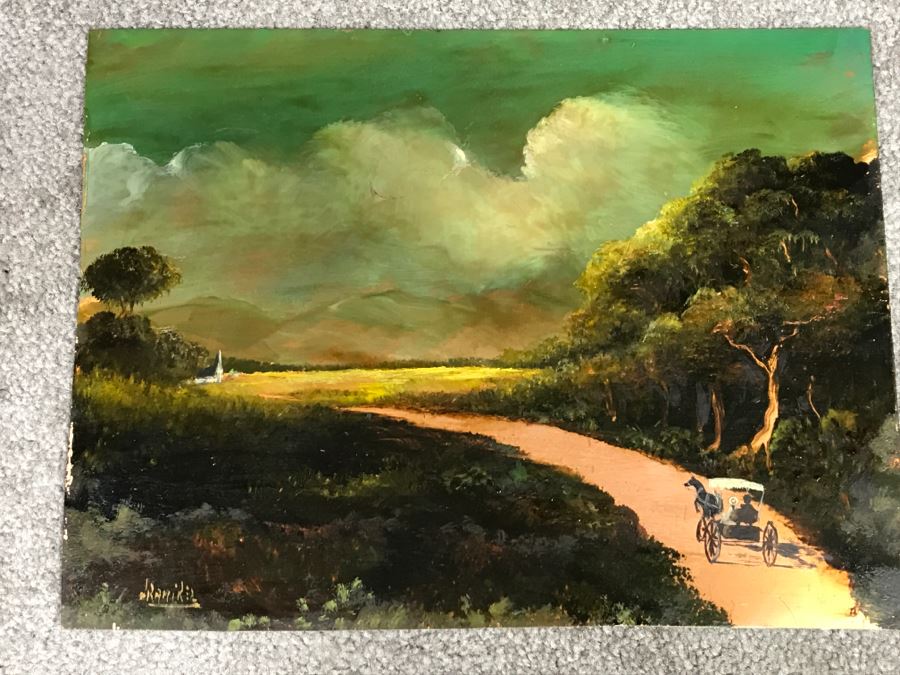 JUST ADDED - Hand Painted Painting On Copper By Ramirez 12' X 9' [Photo 7]