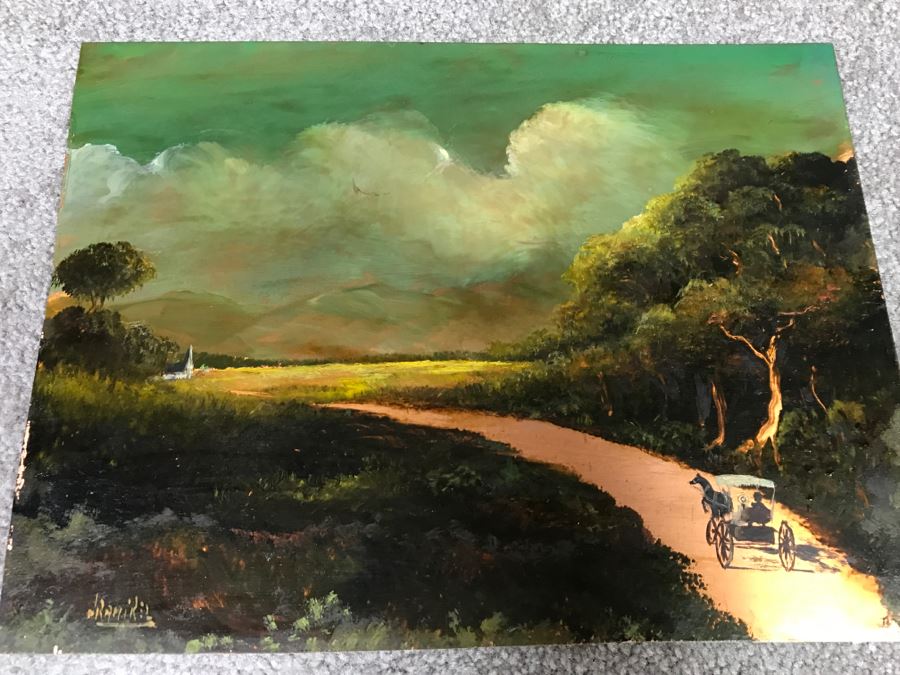 JUST ADDED - Hand Painted Painting On Copper By Ramirez 12' X 9' [Photo 2]