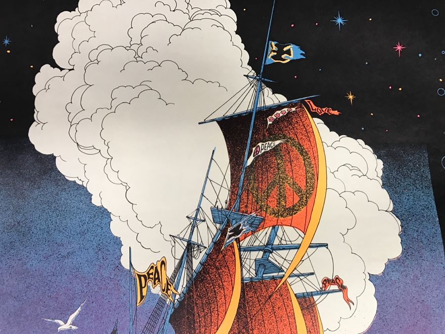 JUST ADDED - Vintage 1970 Hippie Peace Poster Titled 'Friendship Frigate' [Photo 3]