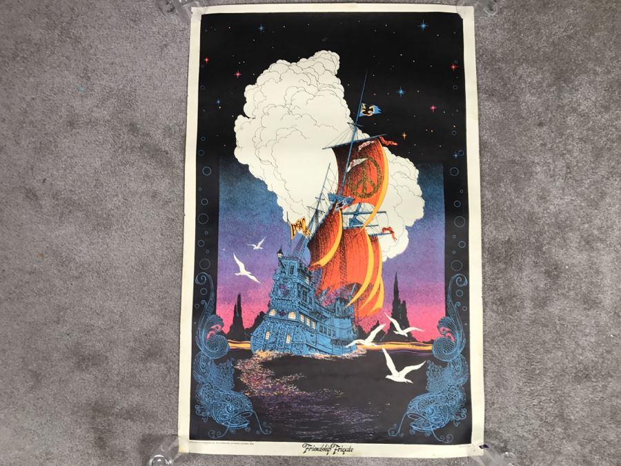 JUST ADDED - Vintage 1970 Hippie Peace Poster Titled 'Friendship Frigate' [Photo 1]