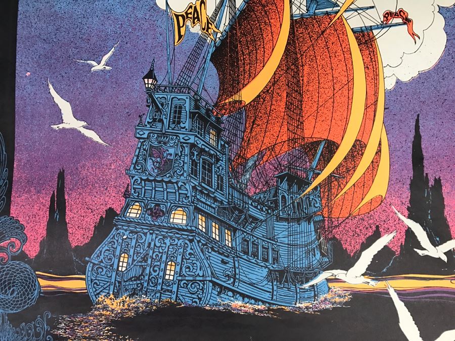 JUST ADDED - Vintage 1970 Hippie Peace Poster Titled 'Friendship Frigate' [Photo 6]