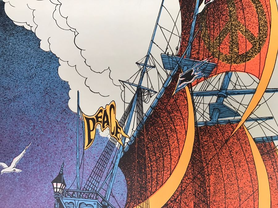 JUST ADDED - Vintage 1970 Hippie Peace Poster Titled 'Friendship Frigate' [Photo 4]