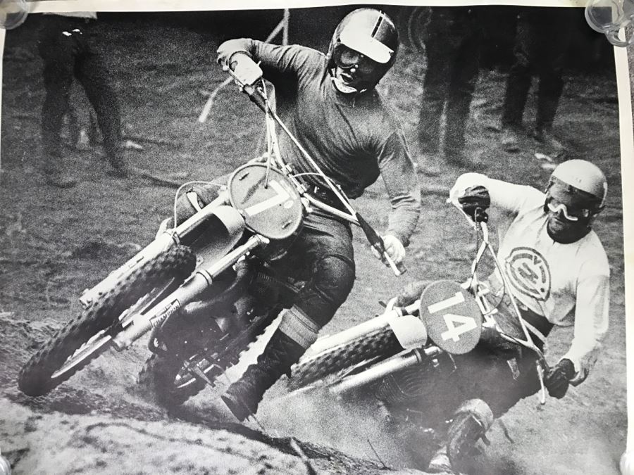 JUST ADDED - Vintage 1972 B&W Motorcycle Racing Poster Photographer Richard H. Creed Thought Factory [Photo 2]