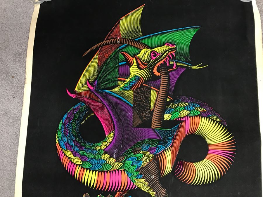 JUST ADDED - Vintage Psychedelic Dragon Poster Engraving By M.C. Escher [Photo 4]