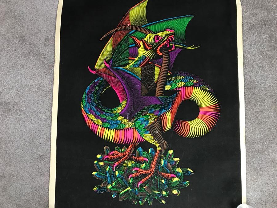 JUST ADDED - Vintage Psychedelic Dragon Poster Engraving By M.C. Escher [Photo 3]