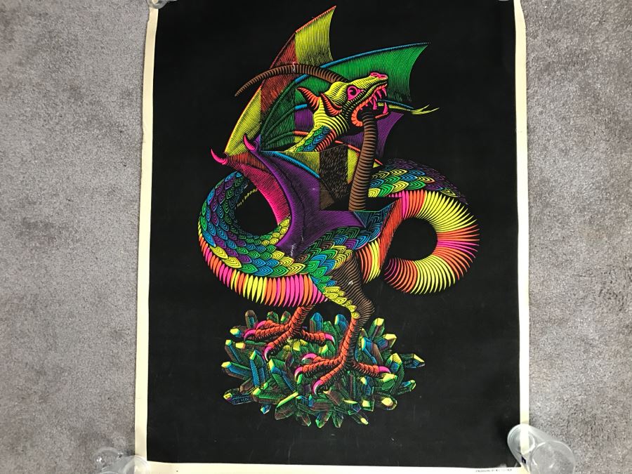 JUST ADDED - Vintage Psychedelic Dragon Poster Engraving By M.C. Escher [Photo 2]