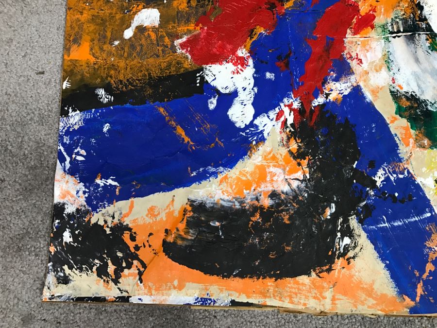 JUST ADDED - Original Abstract Painting On Paper Backed By Cardboard Hand Signed By Artist 24' X 24' [Photo 7]