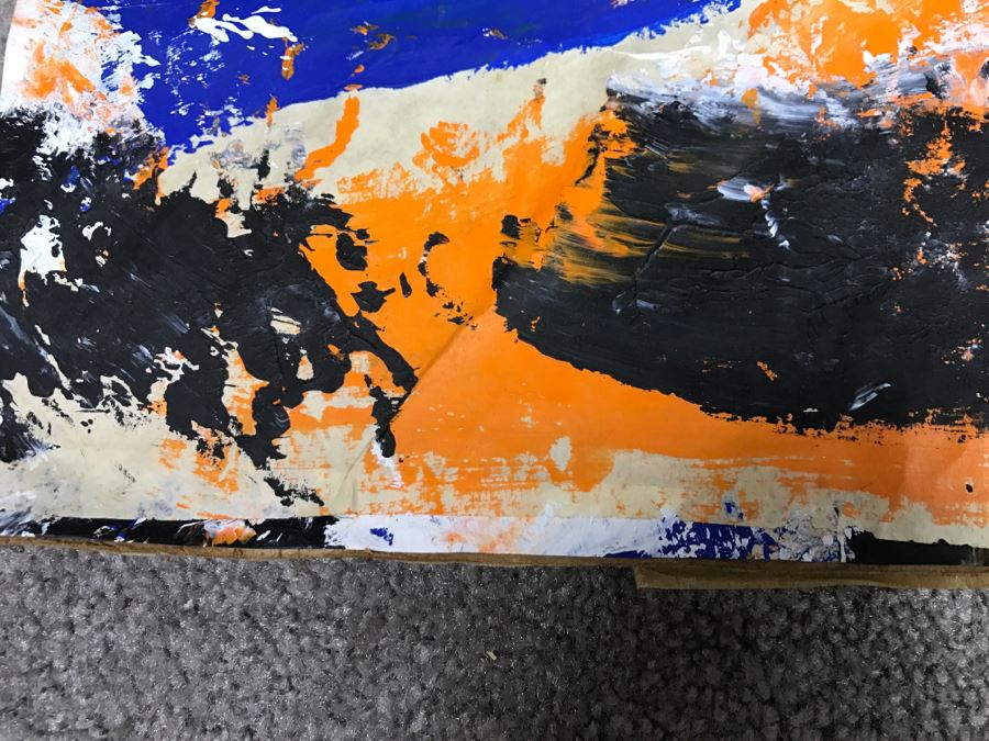 JUST ADDED - Original Abstract Painting On Paper Backed By Cardboard Hand Signed By Artist 24' X 24' [Photo 8]