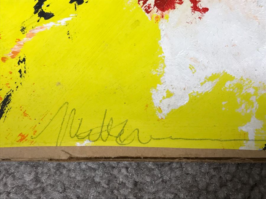 JUST ADDED - Original Abstract Painting On Paper Backed By Cardboard Hand Signed By Artist 24' X 24' [Photo 2]