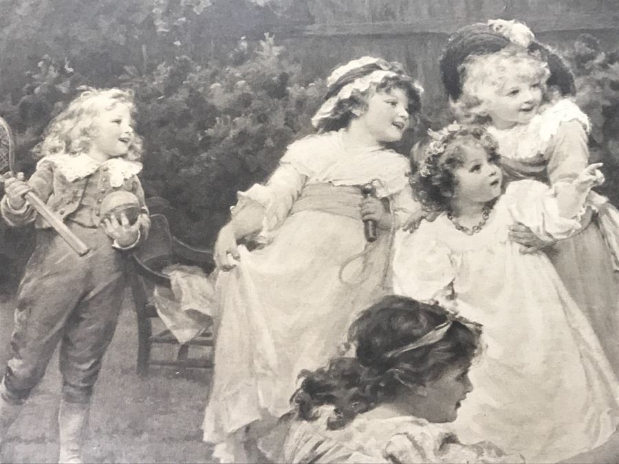 JUST ADDED - Print Titled 'The Sunshine Of His Heart' By Fred Morgan C.W. Faulkner & Co In Stunning Vintage Birds Eye Maple Frame 22' X 17' [Photo 7]