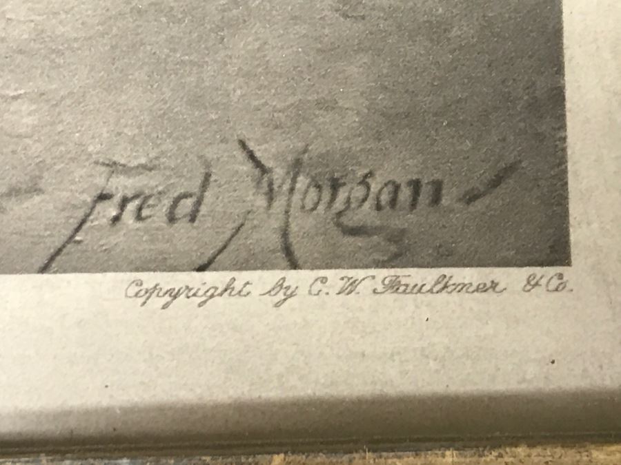 JUST ADDED - Print Titled 'The Sunshine Of His Heart' By Fred Morgan C.W. Faulkner & Co In Stunning Vintage Birds Eye Maple Frame 22' X 17' [Photo 13]