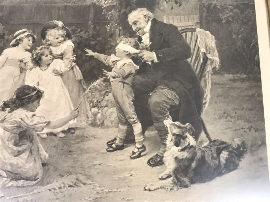 JUST ADDED - Print Titled 'The Sunshine Of His Heart' By Fred Morgan C.W. Faulkner & Co In Stunning Vintage Birds Eye Maple Frame 22' X 17' [Photo 3]