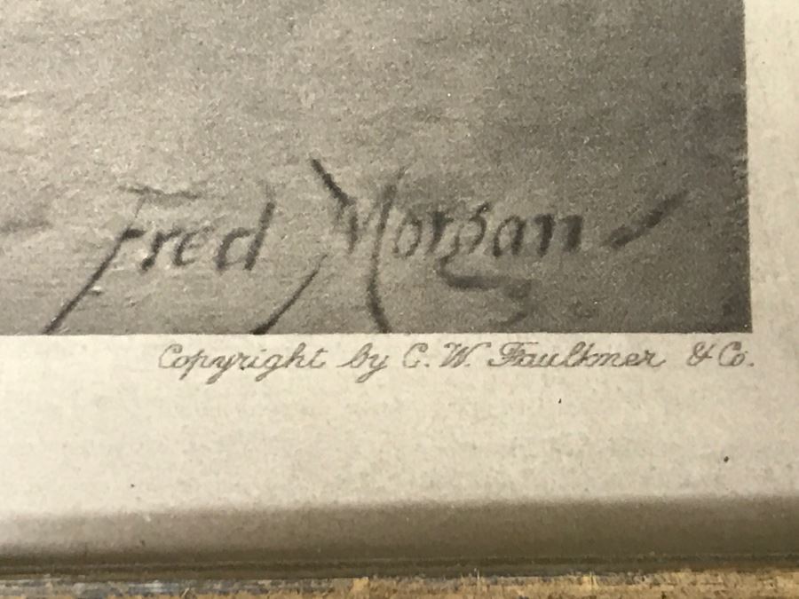 JUST ADDED - Print Titled 'The Sunshine Of His Heart' By Fred Morgan C.W. Faulkner & Co In Stunning Vintage Birds Eye Maple Frame 22' X 17' [Photo 12]