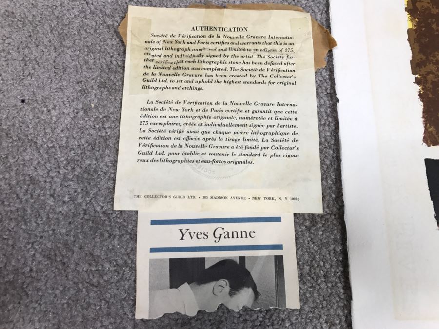 JUST ADDED - Mid-Century Limited Edition Lithograph By Yves Ganne Hand Signed 149 Of 275 26' X 20' [Photo 11]