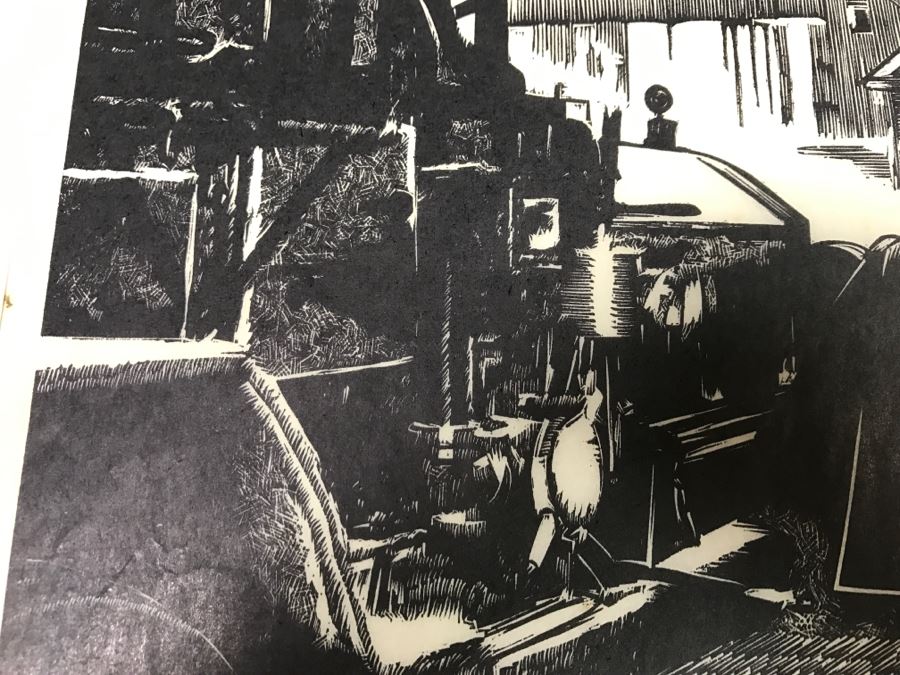JUST ADDED - Wood-Cut Print Of 'Jack Daniel's Fire Engine' By Daniel Quest Hand Signed Limited 1,289 Of 2,000 13' X 10' [Photo 4]