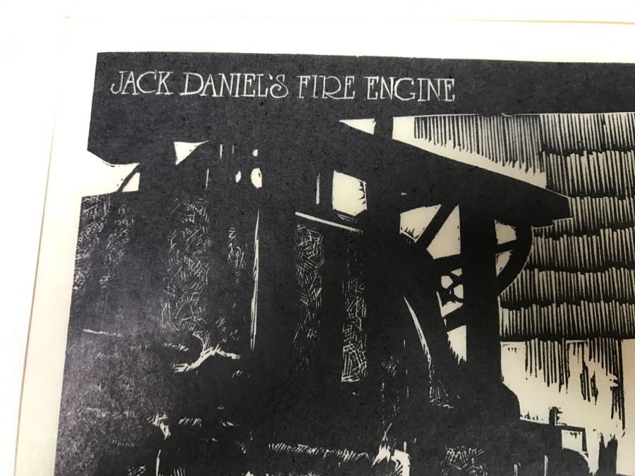 JUST ADDED - Wood-Cut Print Of 'Jack Daniel's Fire Engine' By Daniel Quest Hand Signed Limited 1,289 Of 2,000 13' X 10' [Photo 3]