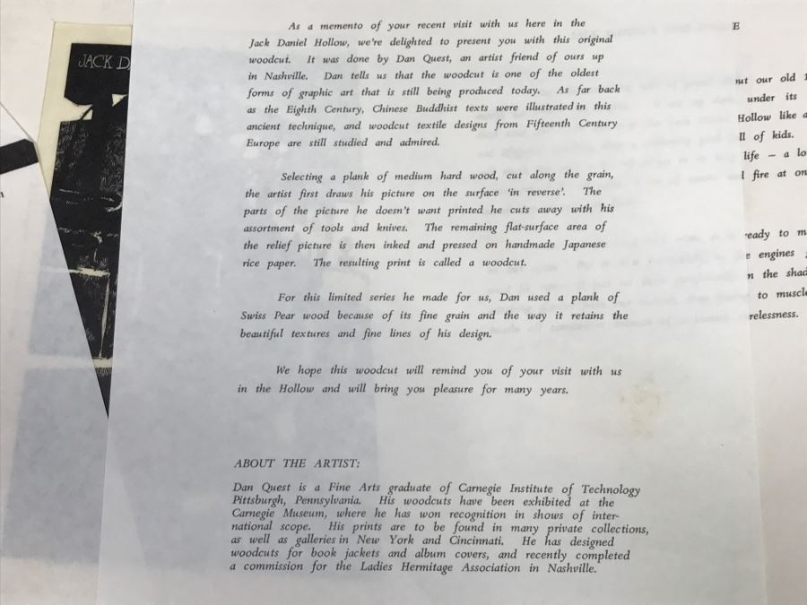 JUST ADDED - Wood-Cut Print Of 'Jack Daniel's Fire Engine' By Daniel Quest Hand Signed Limited 1,289 Of 2,000 13' X 10' [Photo 12]